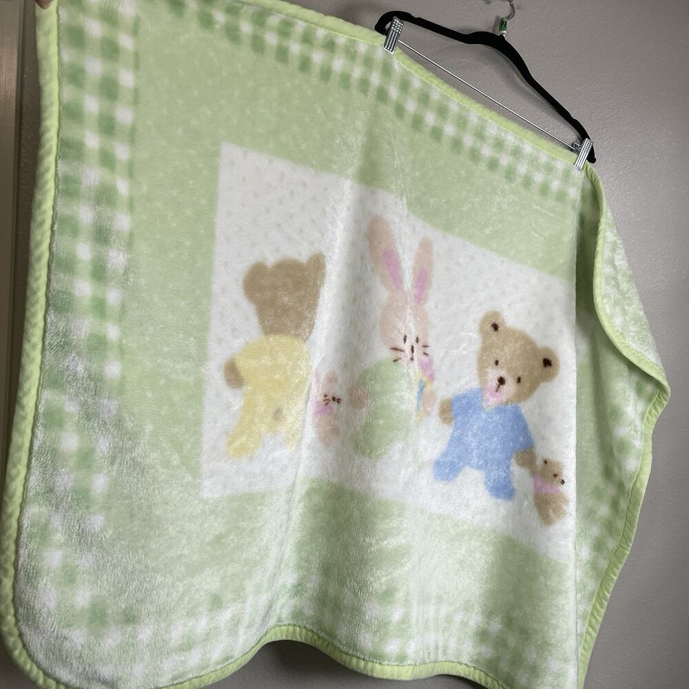 Carter's Hide Seek Bunny Bear Minky Plush Baby Crib Blanket Vintage 30" x 45"